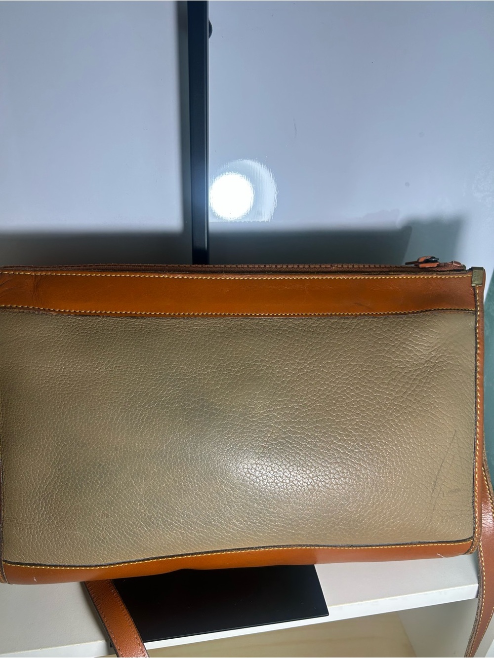 Dooney & Bourke Taupe Crossbody with Brown Leather Trim - Picture 3 of 8